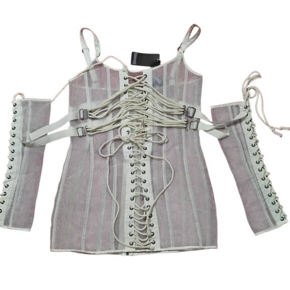 Dolls Kill Dresses & Skirts - Darker Wavs Sheer Organza Corset Dress and Gloves